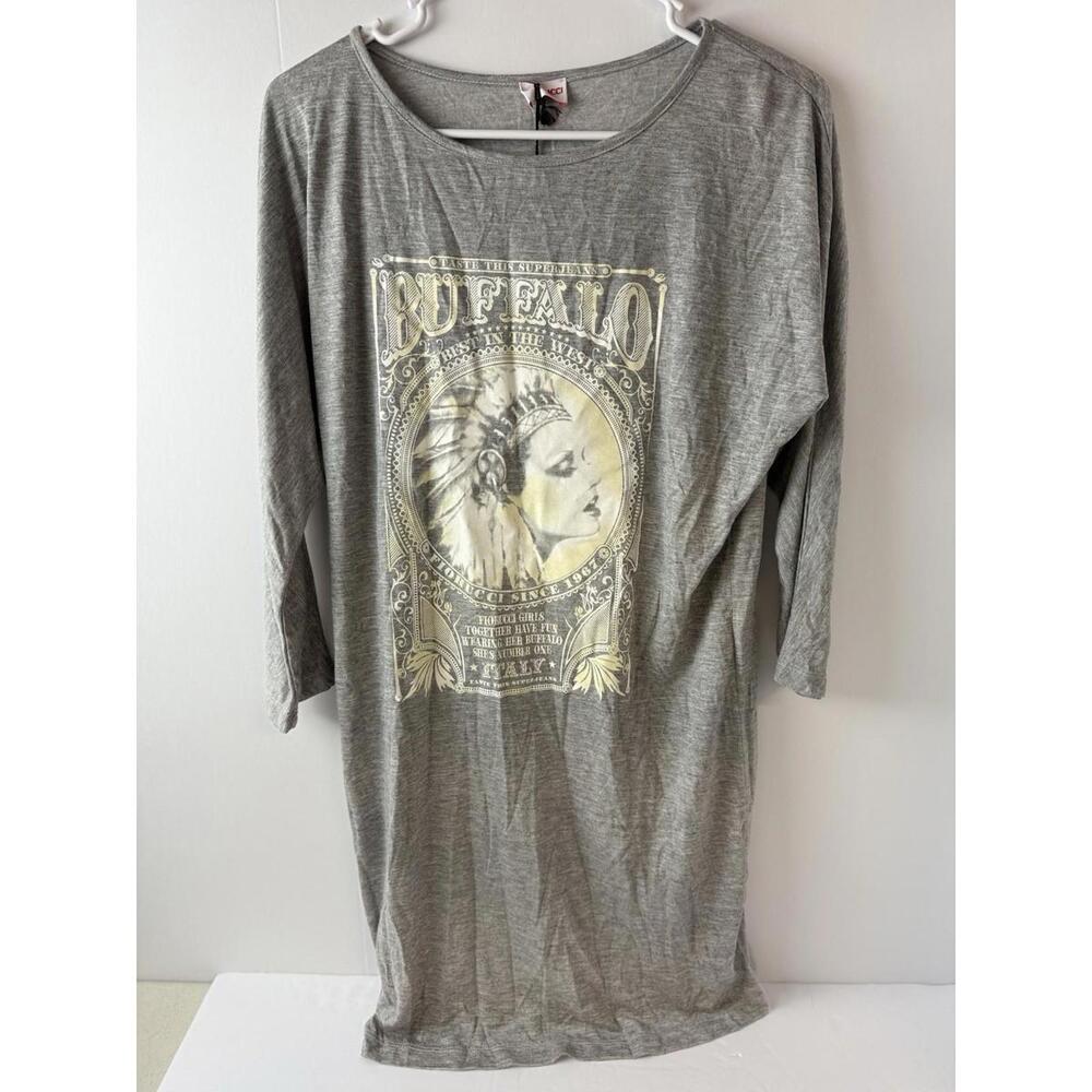 Fiorucci Vintage Look Gray‎ Boatneck  Summer T-Shirt Dress Size: EU 44